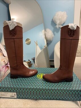 Tory Burch Brown Leather Riding Boots